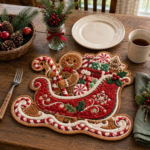 Merry Patchwork Blooms Custom Shape Quilted Placemat GFTONTD2650