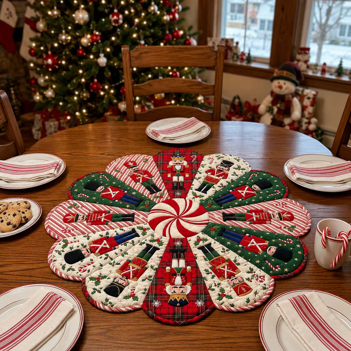 Sugarplum Table Magic Custom Shape Quilted Table Topper GFTONTD2651