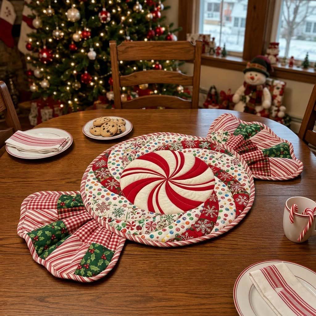 Sugarplum Table Magic Custom Shape Quilted Table Topper GFTONTD2652