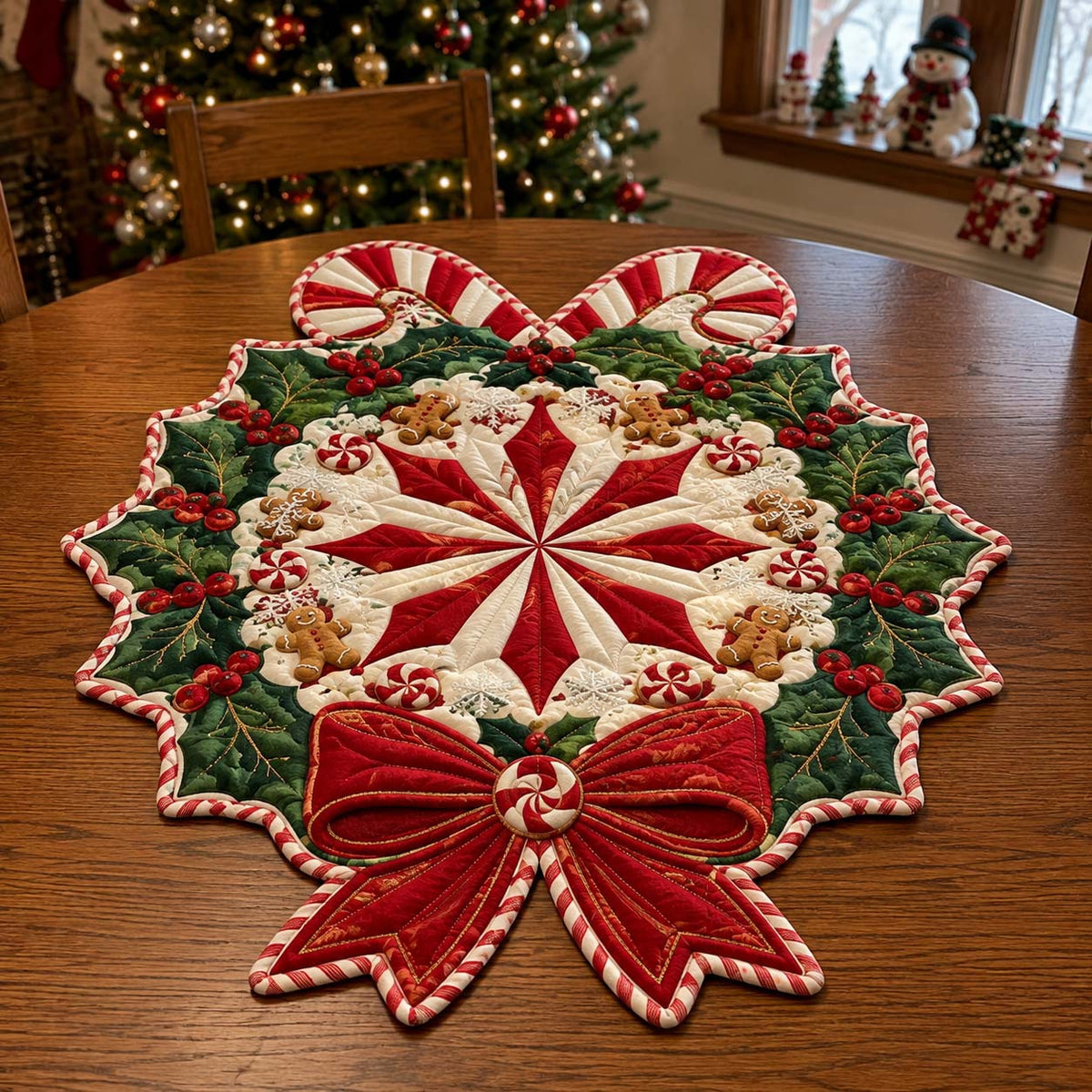 Sugarplum Table Magic Custom Shape Quilted Table Topper GFTONTD2654