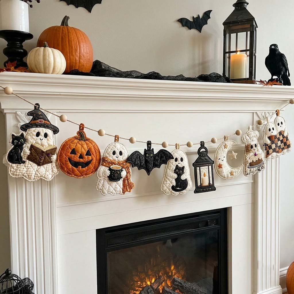 Midnight Mantel Magic Custom Shape Quilted Garland GFTONTD2661