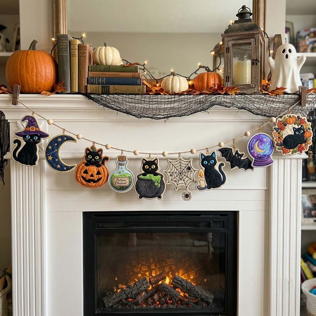 Midnight Mantel Magic Custom Shape Quilted Garland GFTONTD2662