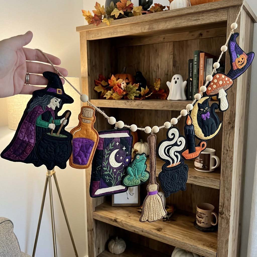 Midnight Mantel Magic Custom Shape Quilted Garland GFTONTD2665