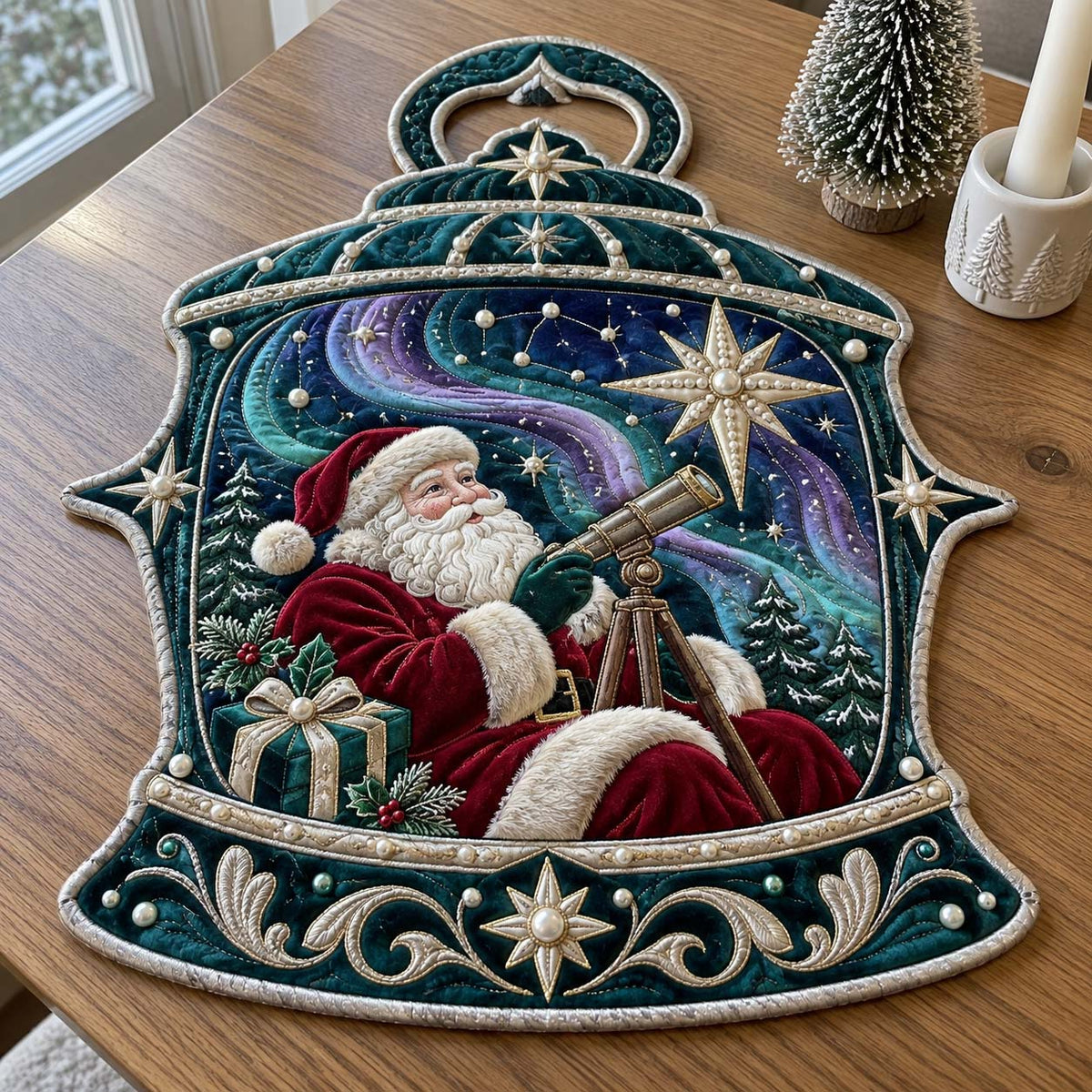 Santa Starlight Wonders Custom Shape Quilted Placemat GFTONTD2676