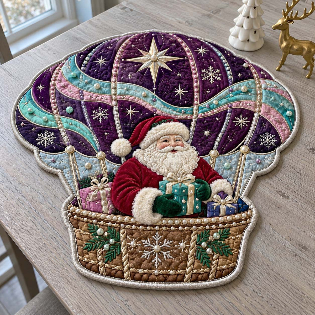 Santa Starlight Wonders Custom Shape Quilted Placemat GFTONTD2677