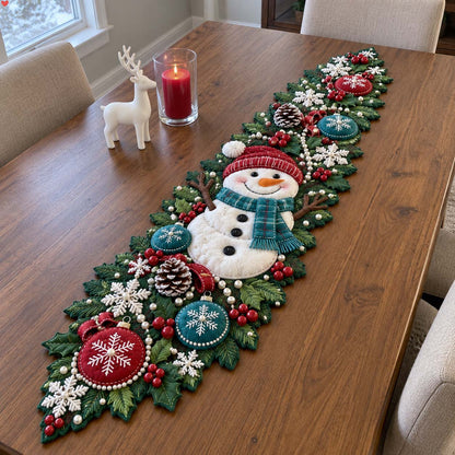 Snowman Winter Adventures Custom Shape Quilted Table Runner GFTONTD2681