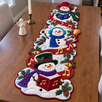 Snowman Winter Adventures Custom Shape Quilted Table Runner GFTONTD2687