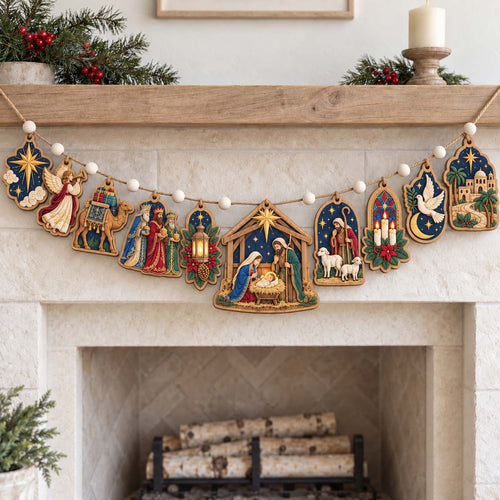 Bethlehem Holy Journey Custom Shape Wooden Garland GFTONTD2693