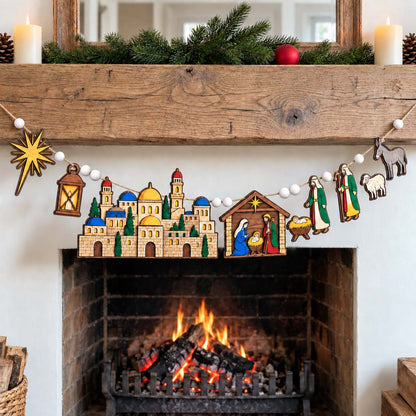 Bethlehem Holy Journey Custom Shape Wooden Garland GFTONTD2694
