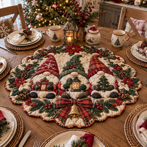 Gnome Holiday Gatherings Custom Shape Quilted Table Topper GFTONTD2716