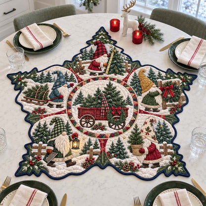 Gnome Holiday Gatherings Custom Shape Quilted Table Topper GFTONTD2717