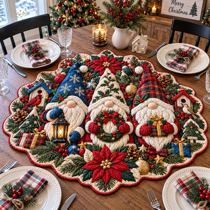Gnome Holiday Gatherings Custom Shape Quilted Table Topper GFTONTD2720