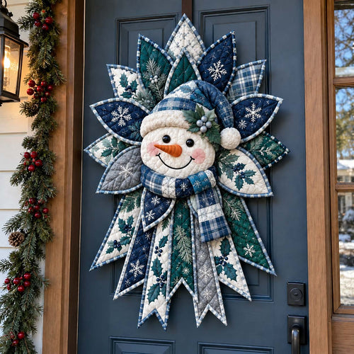 Christmas Patchwork Blooms Custom Shape Quilted Door Hanger GFTONTD2730