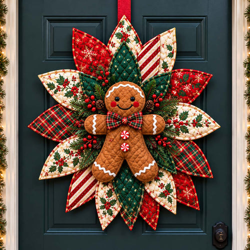 Christmas Patchwork Blooms Custom Shape Quilted Door Hanger GFTONTD2731