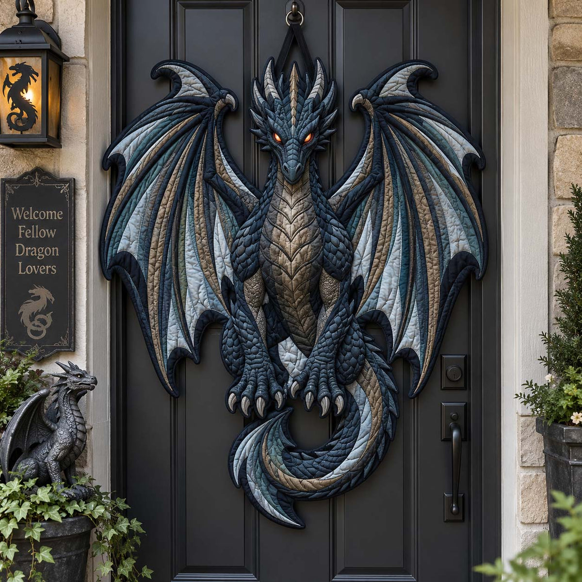 Dragon Guardian Custom Shape Quilted Door Hanger GFTONTD2749