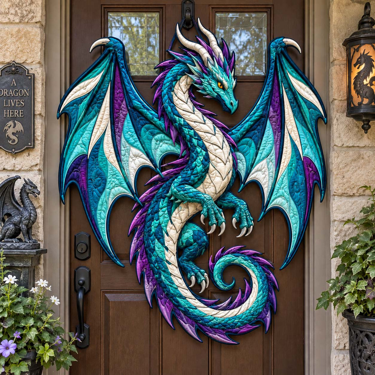 Dragon Guardian Custom Shape Quilted Door Hanger GFTONTD2750