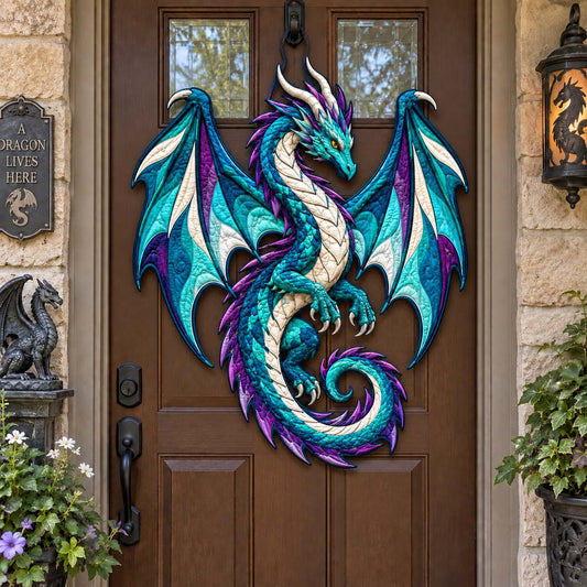 Dragon Guardian Custom Shape Quilted Door Hanger GFTONTD2750