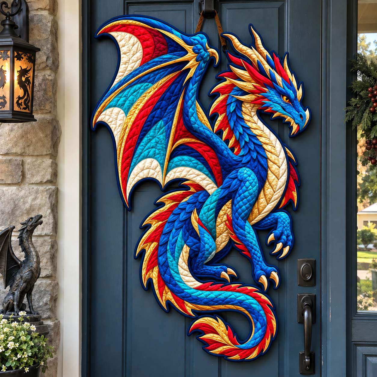 Dragon Guardian Custom Shape Quilted Door Hanger GFTONTD2752