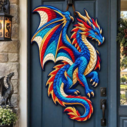 Dragon Guardian Custom Shape Quilted Door Hanger GFTONTD2752