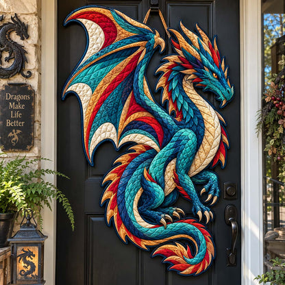 Dragon Guardian Custom Shape Quilted Door Hanger GFTONTD2753