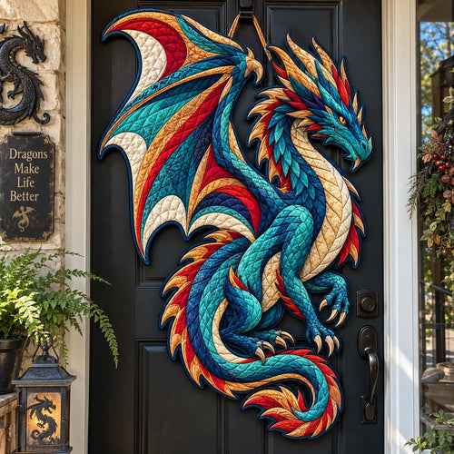 Dragon Guardian Custom Shape Quilted Door Hanger GFTONTD2753