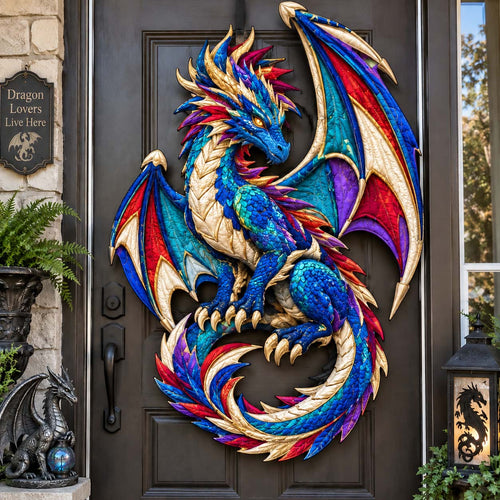 Dragon Guardian Custom Shape Quilted Door Hanger GFTONTD2754
