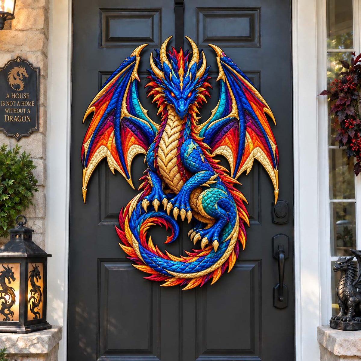 Dragon Guardian Custom Shape Quilted Door Hanger GFTONTD2754