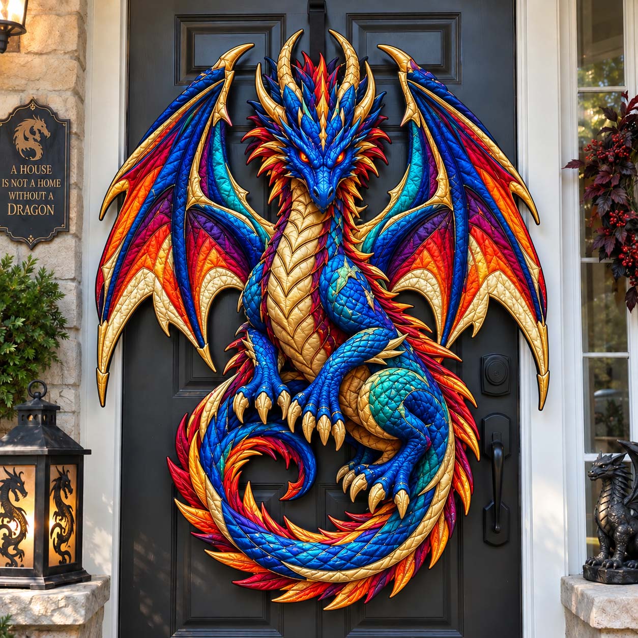 Dragon Guardian Custom Shape Quilted Door Hanger GFTONTD2755
