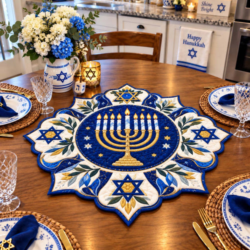 Festival Of Lights Custom Shape Quilted Table Topper GFTONTD2757