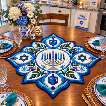 Festival Of Lights Custom Shape Quilted Table Topper GFTONTD2759