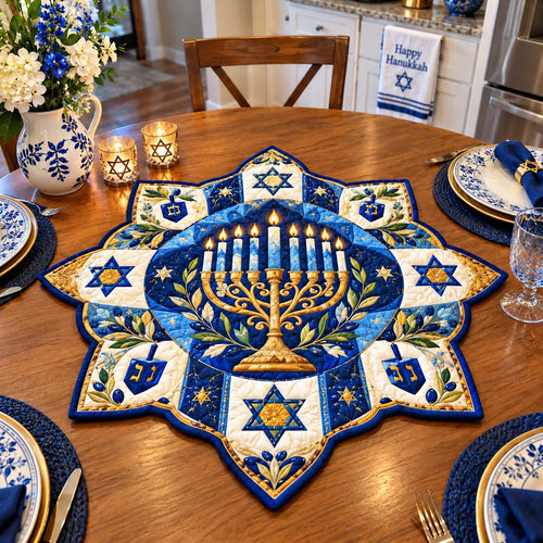 Festival Of Lights Custom Shape Quilted Table Topper GFTONTD2762