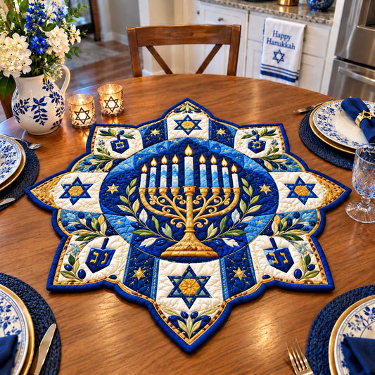 Festival Of Lights Custom Shape Quilted Table Topper GFTONTD2762