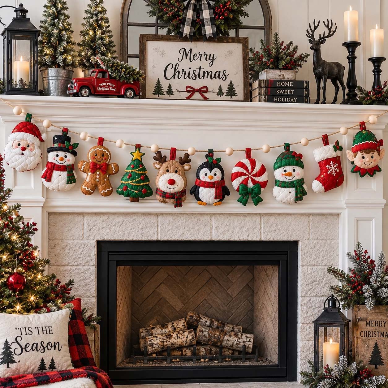 Christmas Character Parade Custom Shape Quilted Garland GFTONTD2763