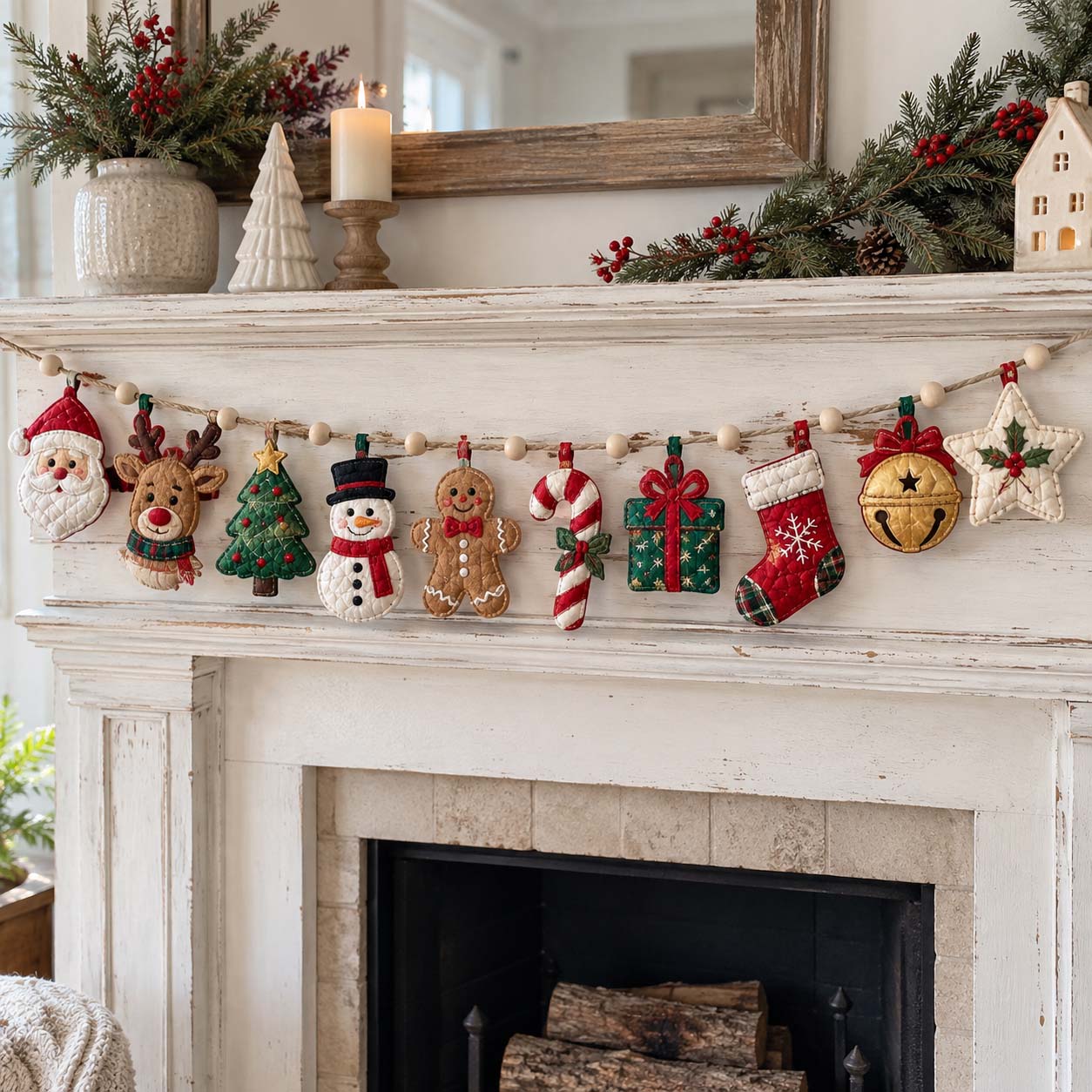 Christmas Character Parade Custom Shape Quilted Garland GFTONTD2764