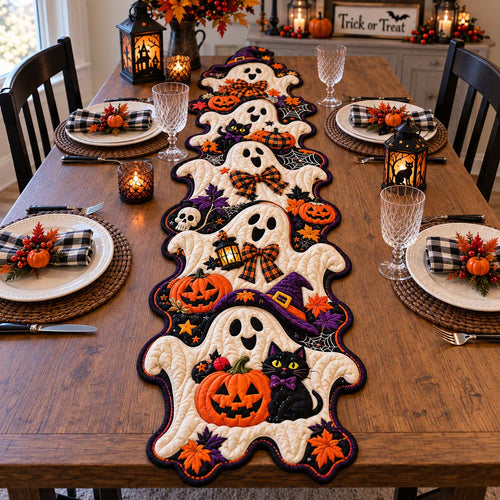 Spooky Halloween Parade Custom Shape Quilted Table Runner GFTONTD2776