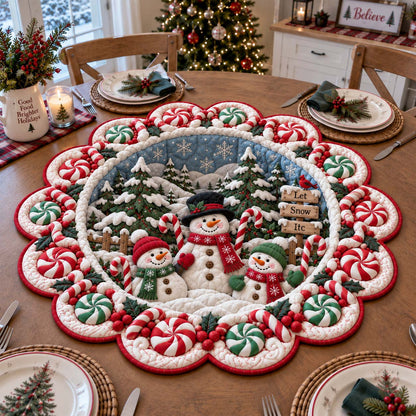 North Pole Christmas Village Custom Shape Quilted Table Topper GFTONTD2799