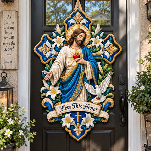 Bless This Home Custom Shape Quilted Door Hanger GFTONTD2807