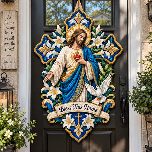 Bless This Home Custom Shape Quilted Door Hanger GFTONTD2807