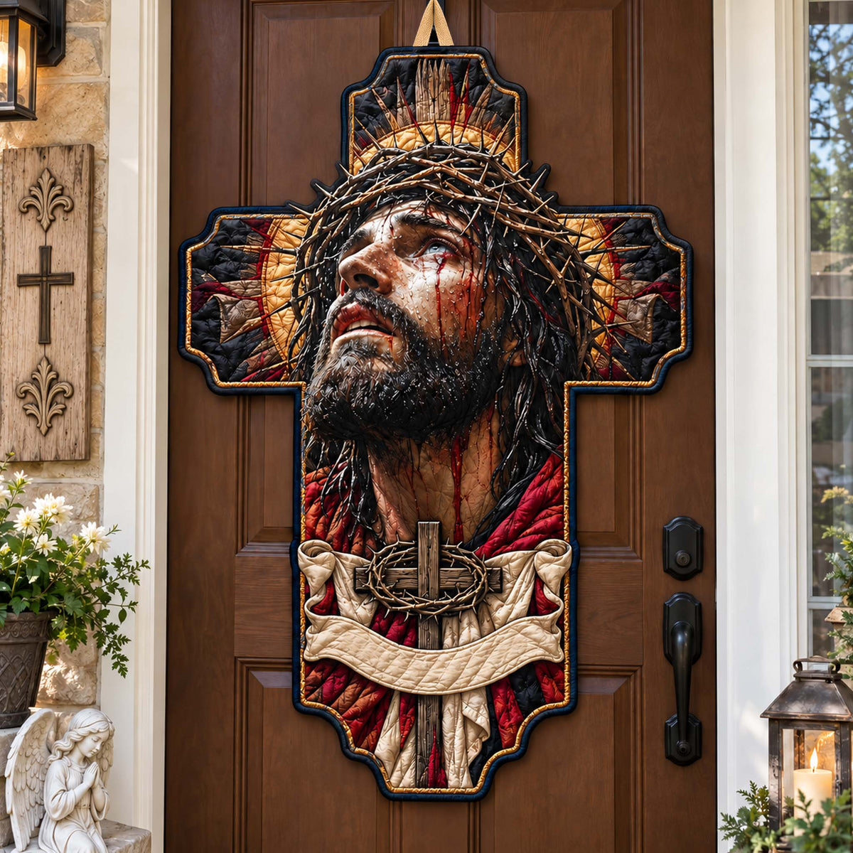 Bless This Home Custom Shape Quilted Door Hanger GFTONTD2809