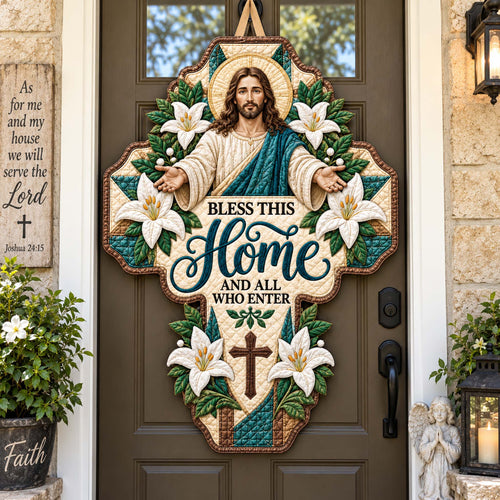 Bless This Home Custom Shape Quilted Door Hanger GFTONTD2810