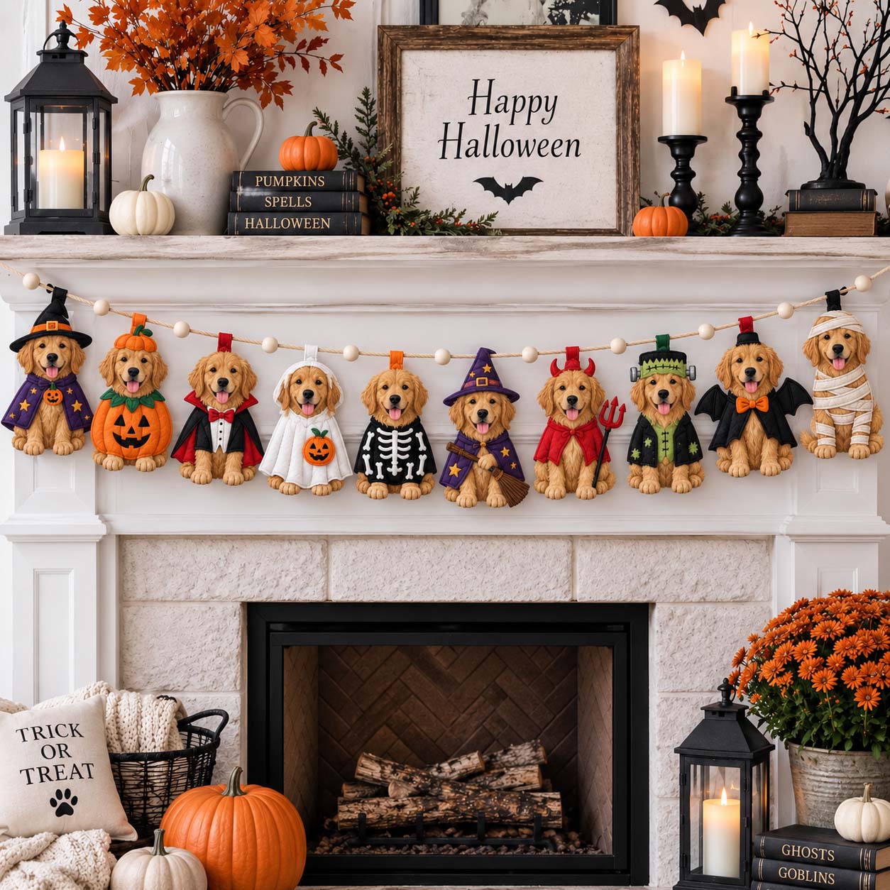 Halloween Paws Parade Custom Shape Quilted Garland GFTONTD2811