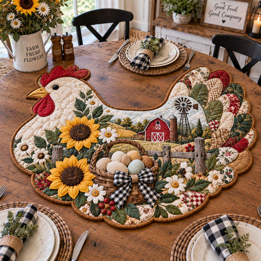 Farmhouse Patchwork Harvest Custom Shape Quilted Table Topper GFTONTD2859