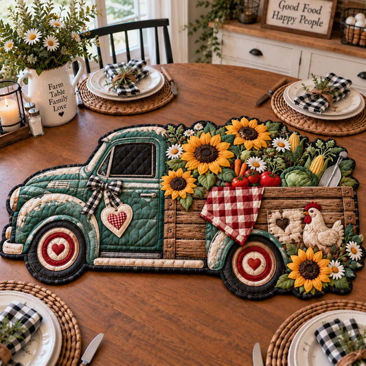 Farmhouse Patchwork Harvest Custom Shape Quilted Table Topper GFTONTD2860