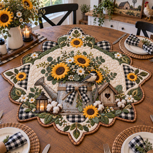 Farmhouse Patchwork Harvest Custom Shape Quilted Table Topper GFTONTD2863