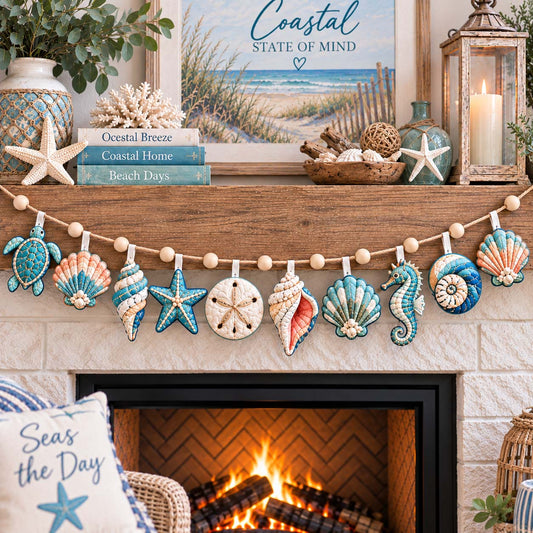 Coastal Shell Garland Custom Shape Quilted Garland GFTONTD2888