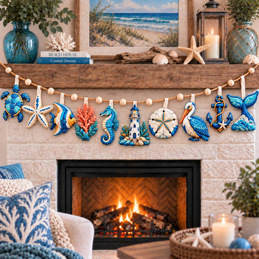 Coastal Shell Garland Custom Shape Quilted Garland GFTONTD2889