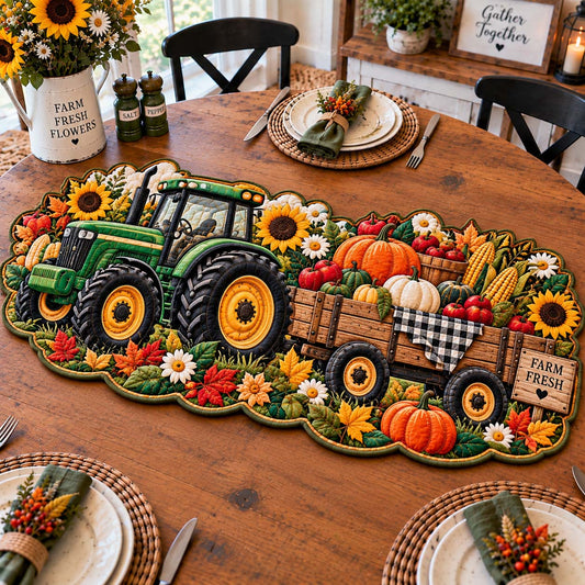 Harvest Tractor Charm Custom Shape Quilted Table Topper GFTONTD2928