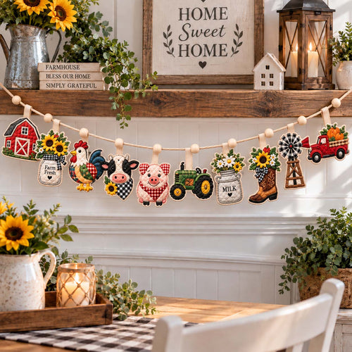 Farmhouse Charm Custom Shape Quilted Garland GFTONTD2931