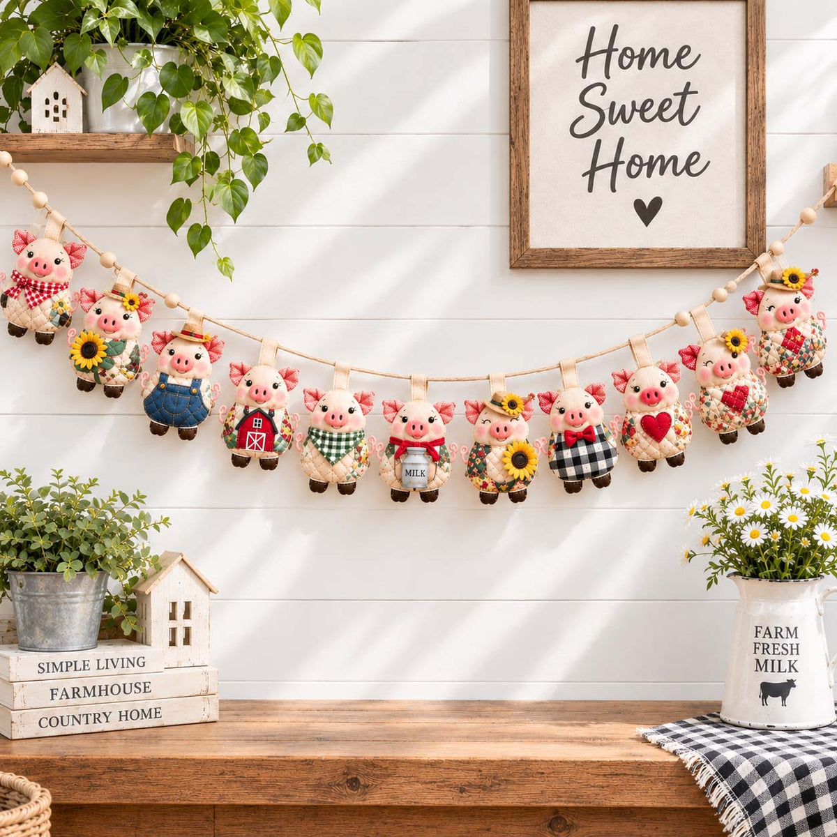 Farmhouse Charm Custom Shape Quilted Garland GFTONTD2933