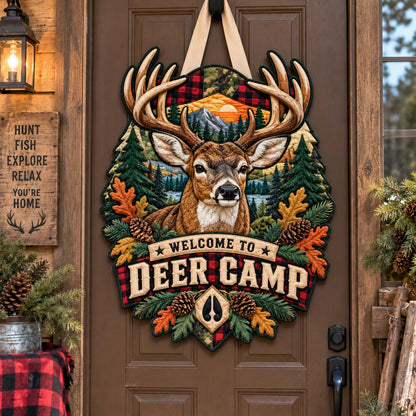 Deer Camp Custom Shape Quilted Table Topper GFTONTD2939